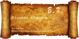 Bicskei Klaudia névjegykártya